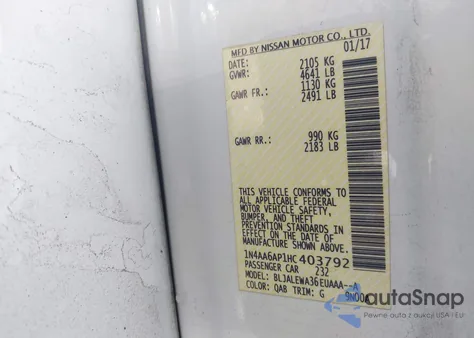 2017 Nissan Maxima 3.5 Sl from USA, damaged, VIN 1N4AA6AP1HC403792